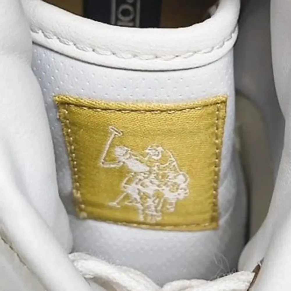 US POLO Women's White & Gold Leather Soles Sneakers ~ 7.5